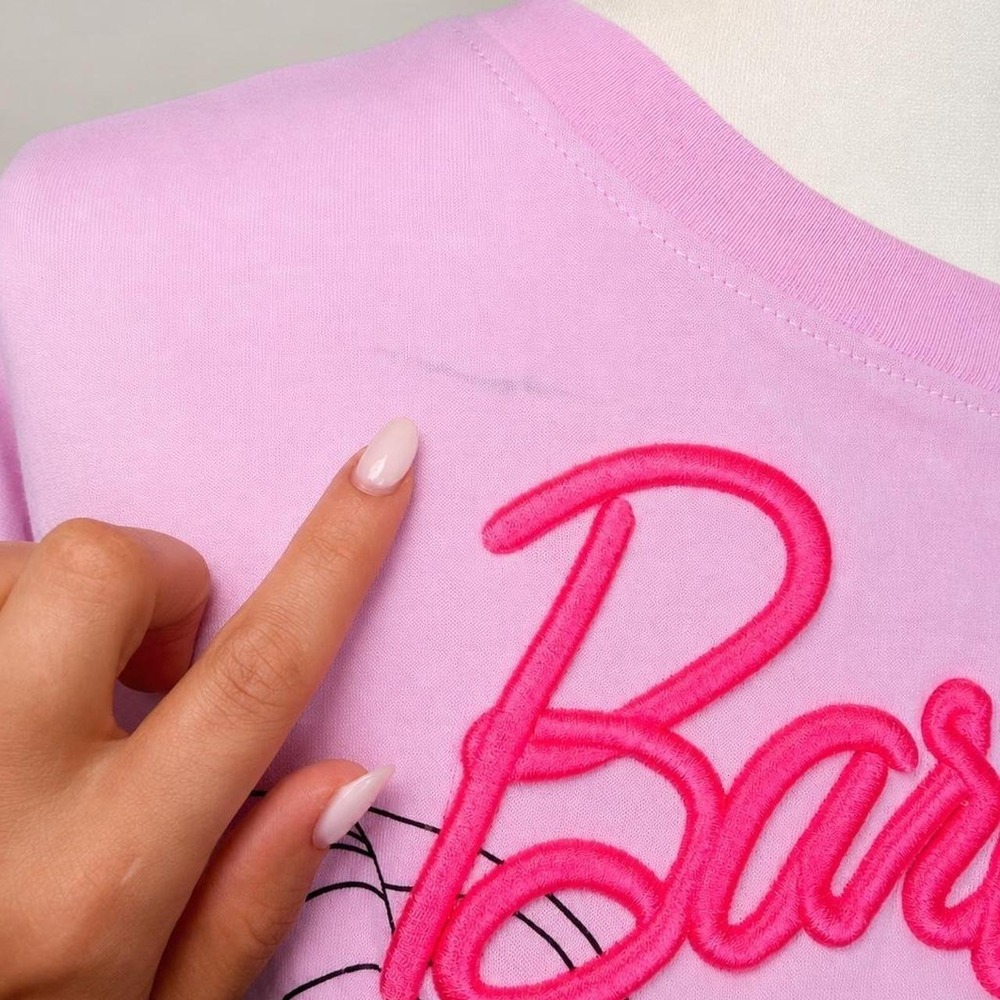 Barbie Embroidered Logo Graphic Oversized T-Shirt - Picture 4 of 7